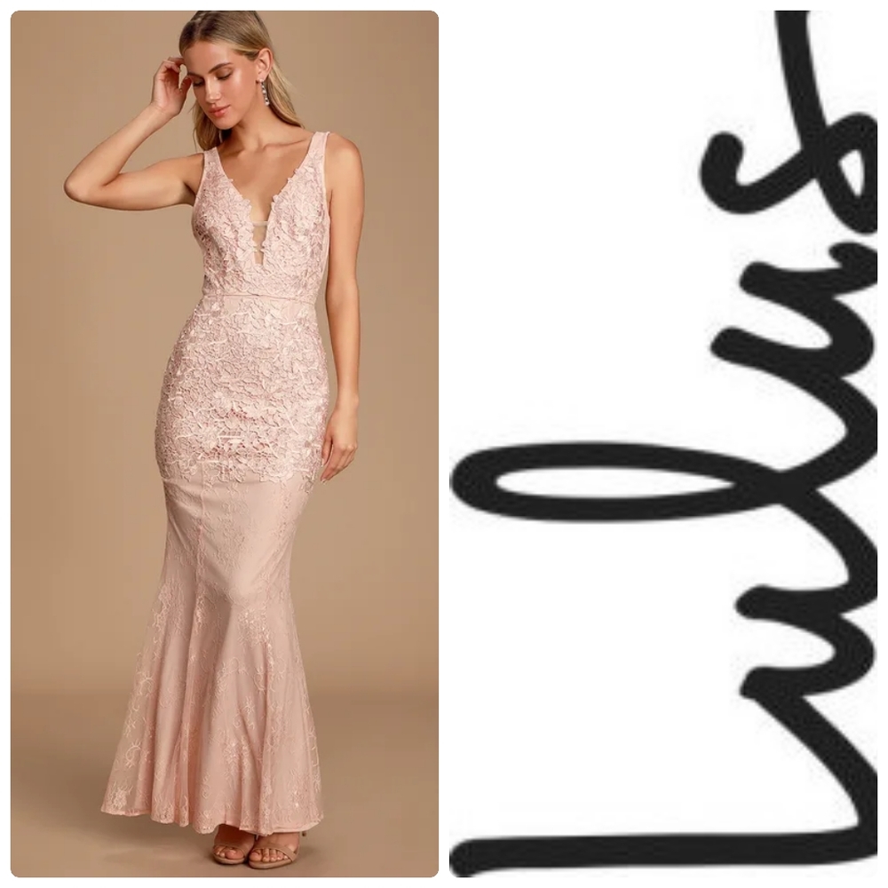 All Night Long Blush Sleeveless Lace Maxi Sz M